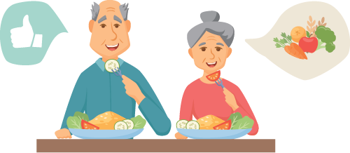 Ilustration of elderly eating healthy